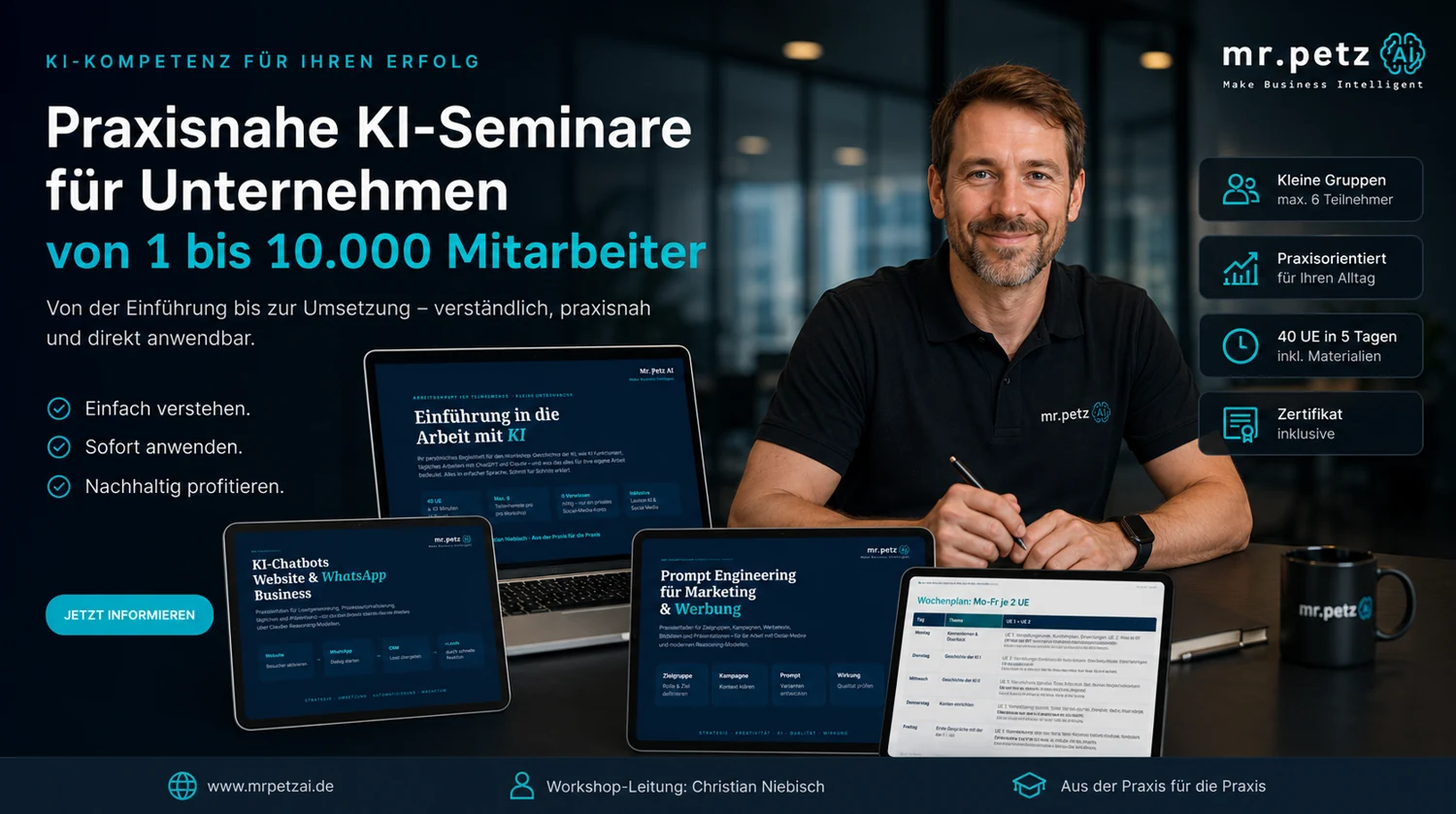 Praxisnahe KI-Seminare für Unternehmen – Mr.PetzAI